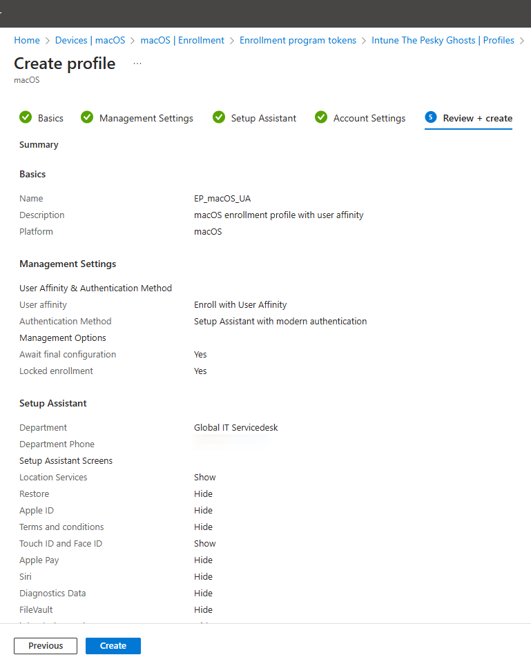 Setting default enrollment profile for macOS